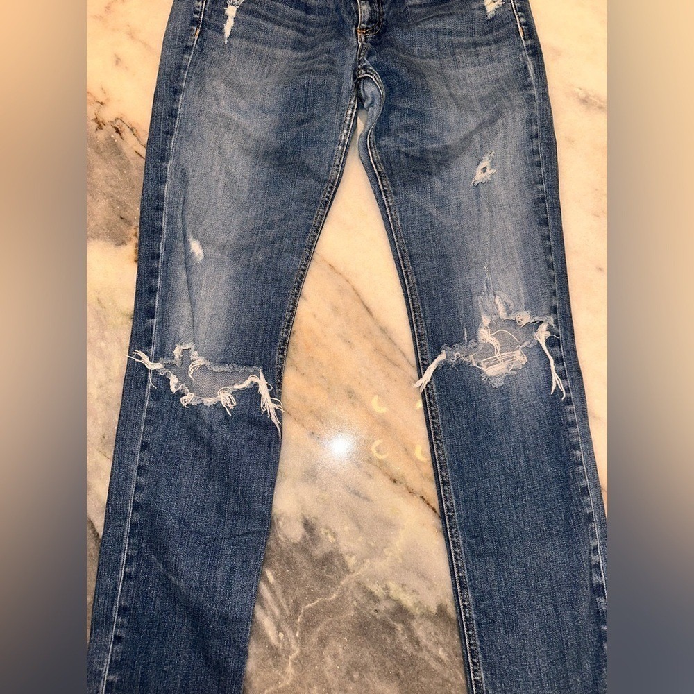 Rag & Bone Size 28 Dre Style Distressed Blue Women's Straight Leg Jeans - Picture 4 of 14